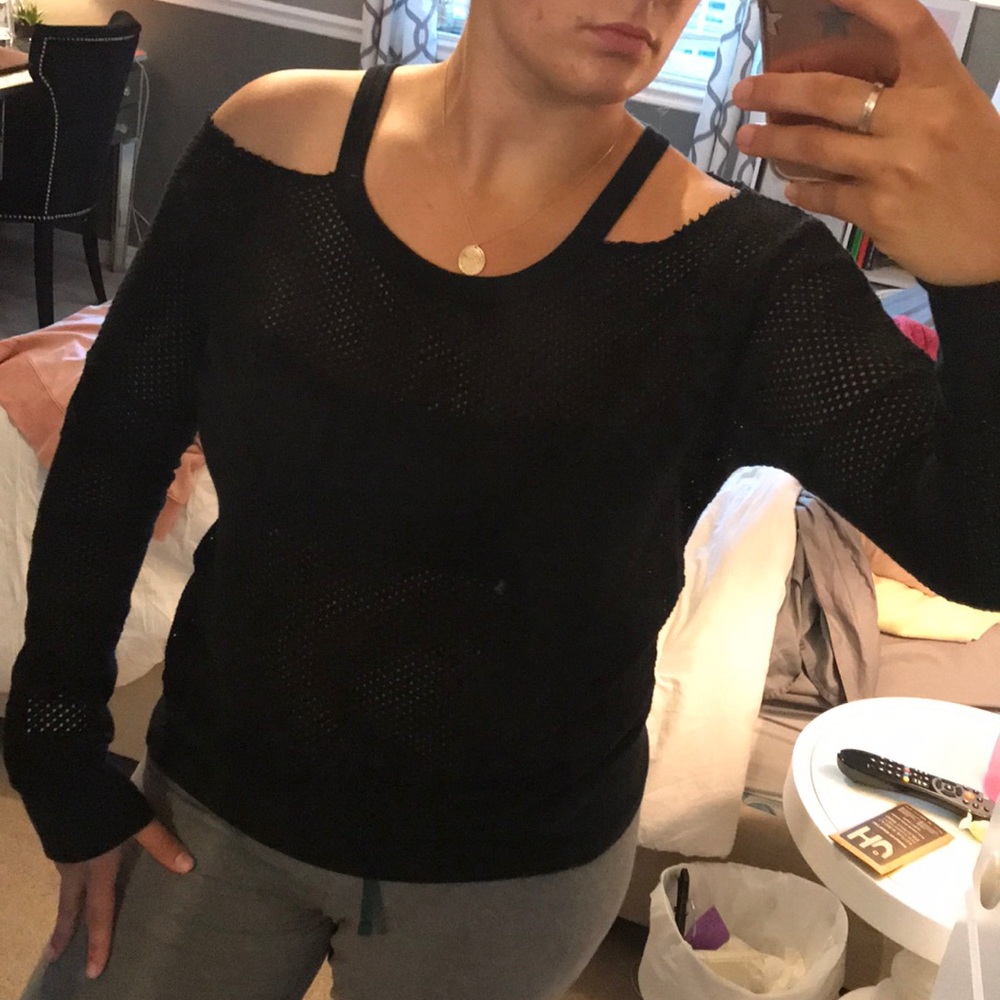 Project Social T Black Cold Shoulder Longsleeve